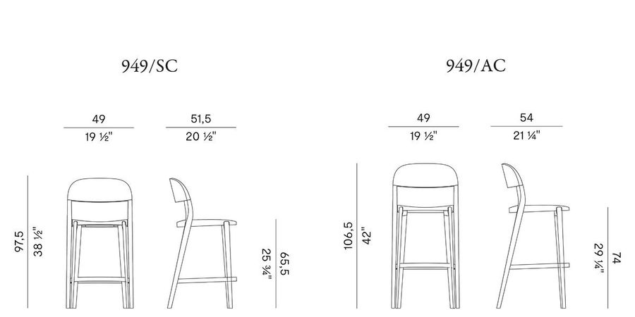 Дизайнерский стул для бара Potocco Minima Cod. 949/AC - 949/SC - Vienna Straw