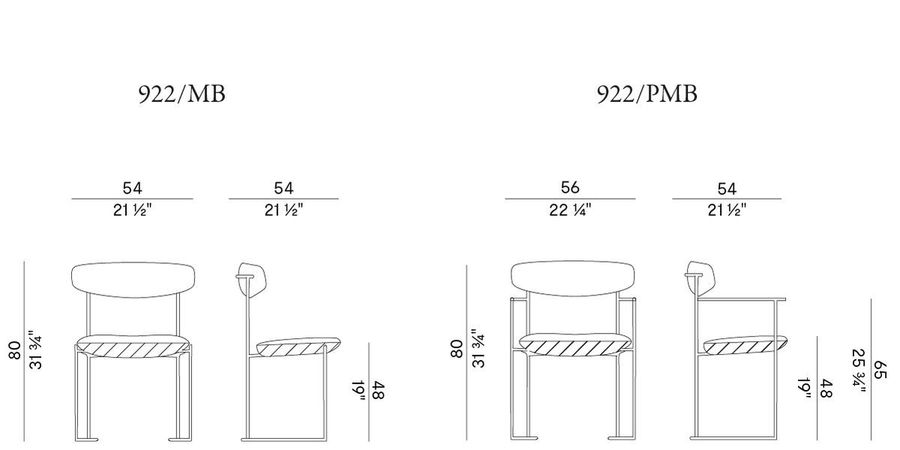 Дизайнерский стул Potocco Keel Light 922/MB - 922/PMB