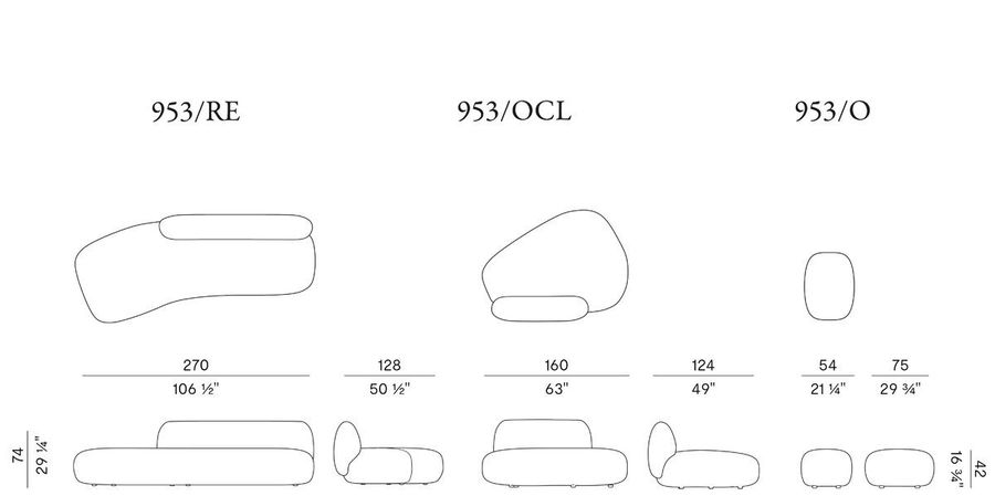 Стильный диван Potocco Jade Cod. 953/RE