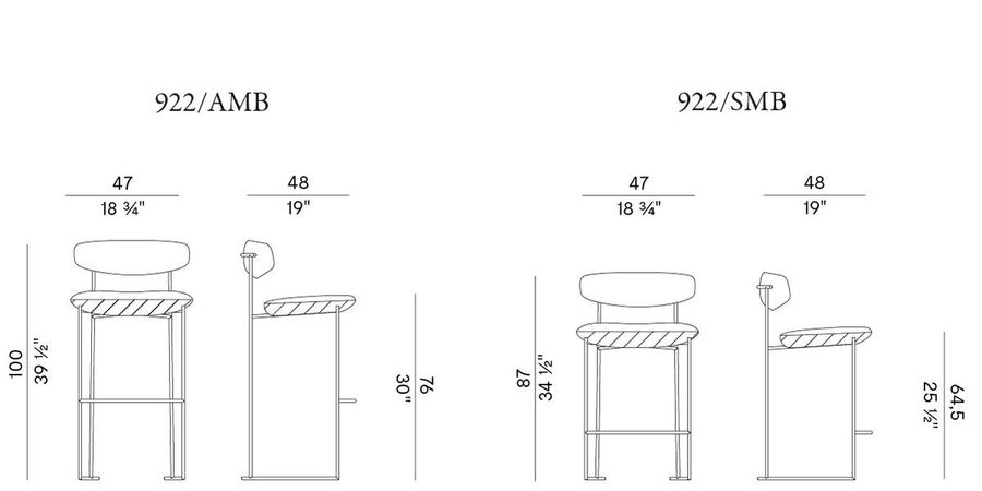 Барный стул Potocco Keel Light Cod. 922/AMB - 922/SMB