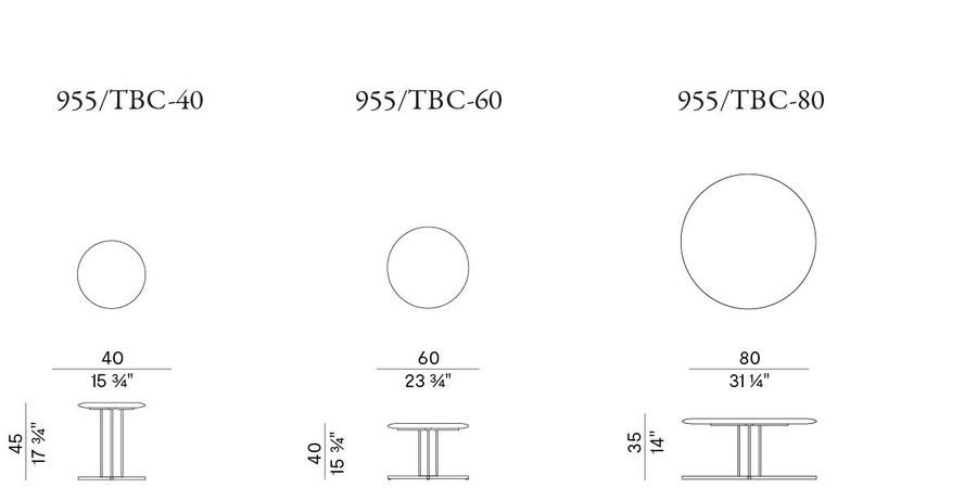 Журнальный столик Potocco Graphic Cod. 955/TBC-40 -955/TBC-60 - 955/TBC-80