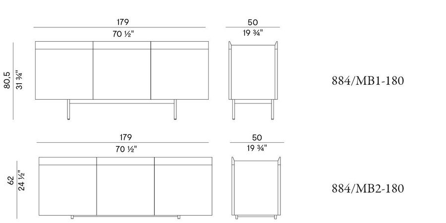 Стильный буфет Potocco Avant Cod. 884/MB2-180 _ 884/MB1-180