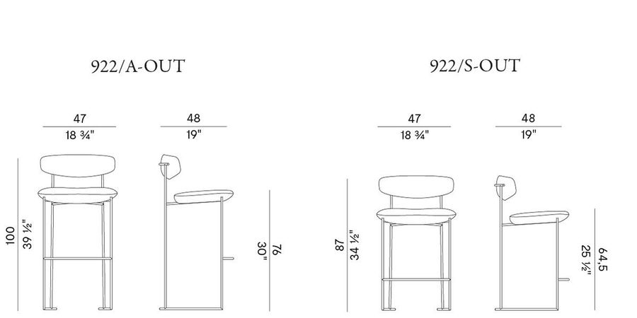 Садовый барный стул Potocco Keel Cod. 922/A-OUT 922/S-OUT