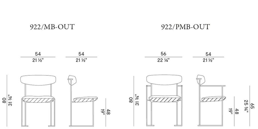 Уличный стул Potocco Keel Light Cod. 922/MB-OUT 922/PMB-OUT