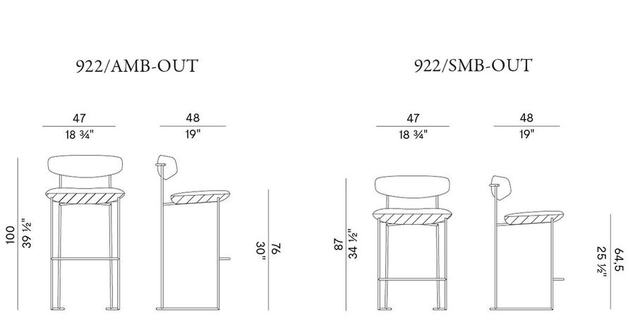 Садовый барный стул Potocco Keel Light Cod. 922/AMB-OUT 922/SMB-OUT