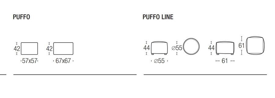 Стильный пуф Biba Salotti Puffo, Puffo Line