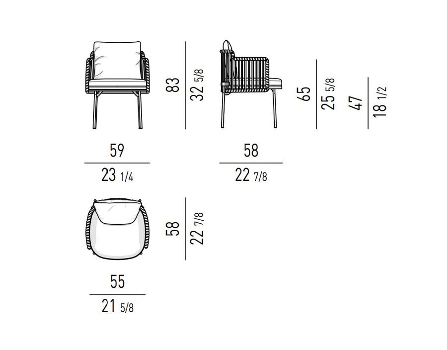 Элегантный стул для сада Minotti Tape "Cord" Outdoor