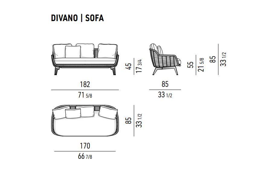 Садовый диван Minotti Belt "Cord" Outdoor