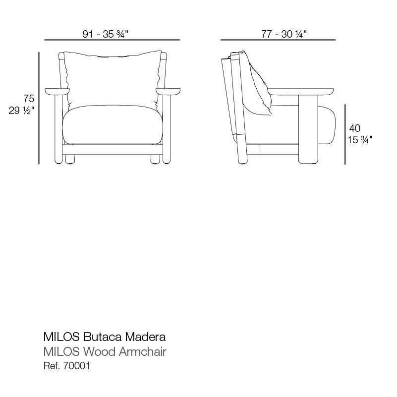 Кресло Vondom Milos Wood Lounge Chair 70001