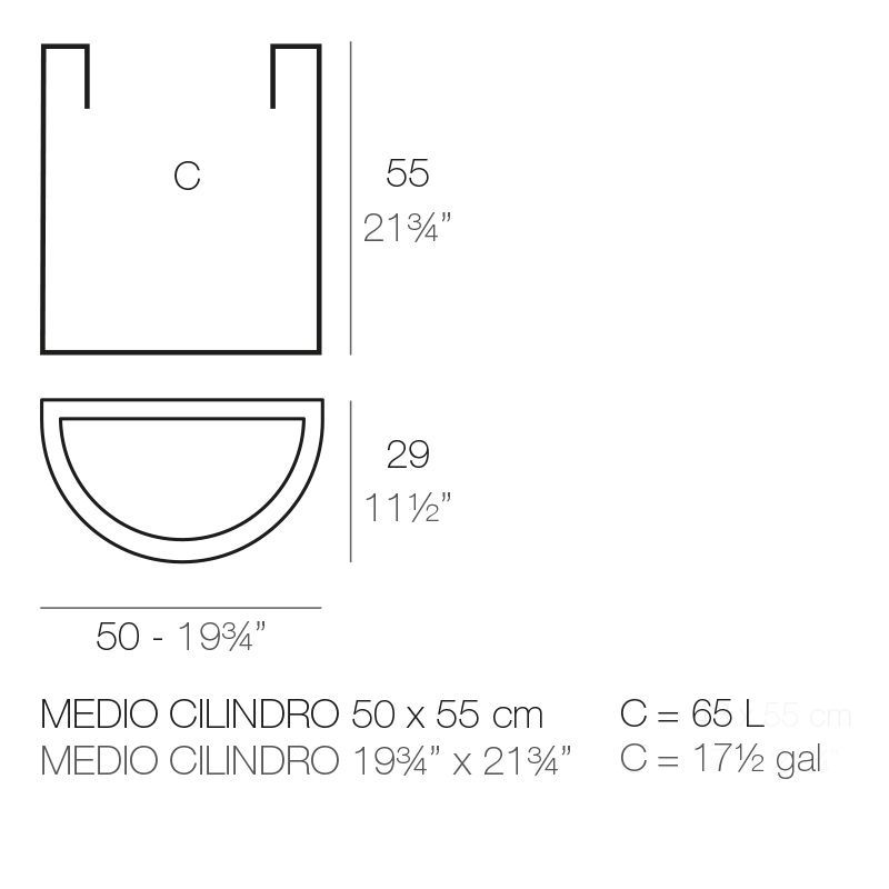 Цветочный горшок Vondom Half Cylinder Pot