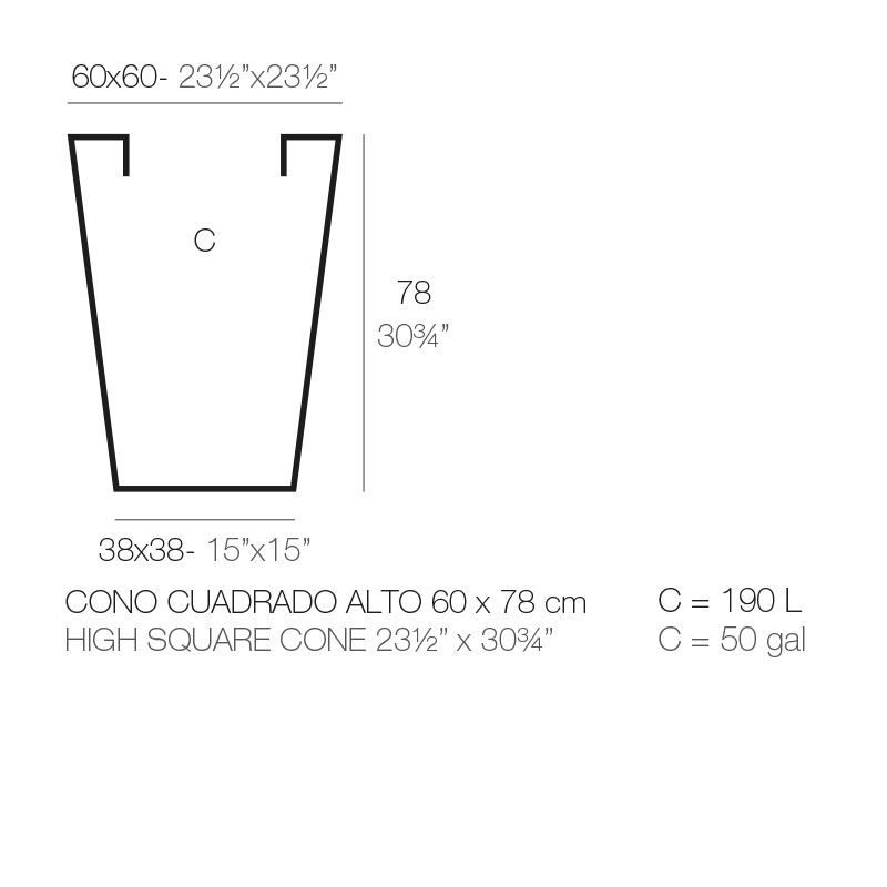 Современный горшок Vondom Cono Cuadrado