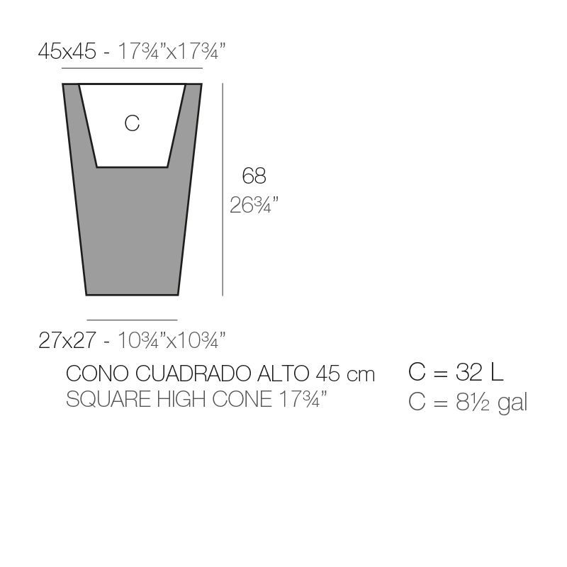 Современный горшок Vondom Cono Cuadrado