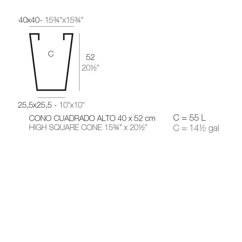 Современный горшок Vondom Cono Cuadrado