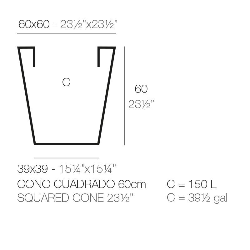 Современный горшок Vondom Cono Cuadrado