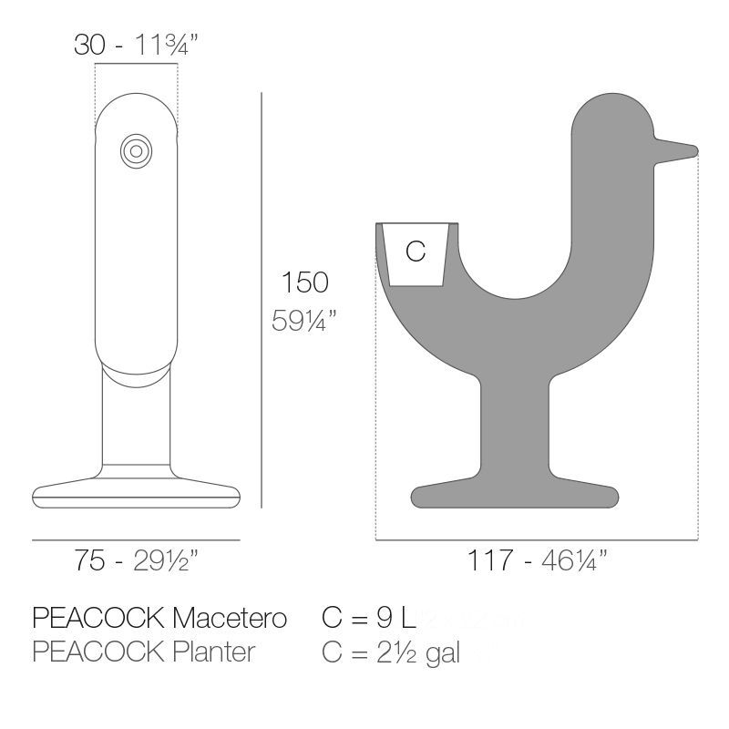 Оригинальный горшок для цветов Vondom Peacock Planter