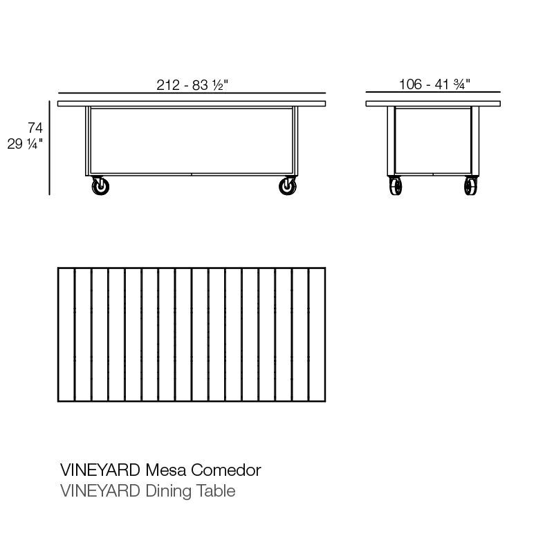 Деревянный стол Vondom Vineyard Dining Table Wheel