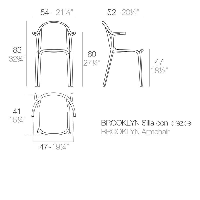 Стул с небольшими подлокотниками Vondom Brooklyn Chair With Armrests 65038