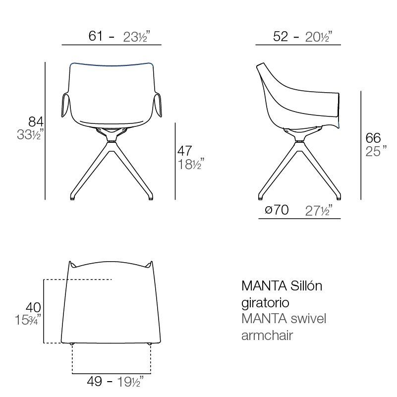 Вращающийся стул Vondom Manta Swivel Armchair