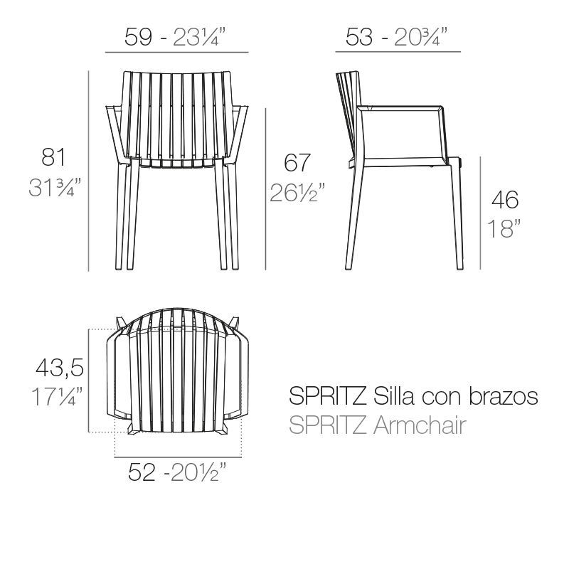 Дизайнерский стул Vondom Spritz Chair With Armrests 56015