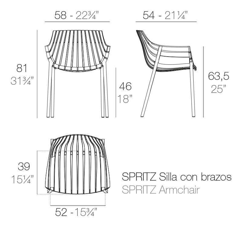 Стул с подлокотниками Vondom Spritz Armchair 56017