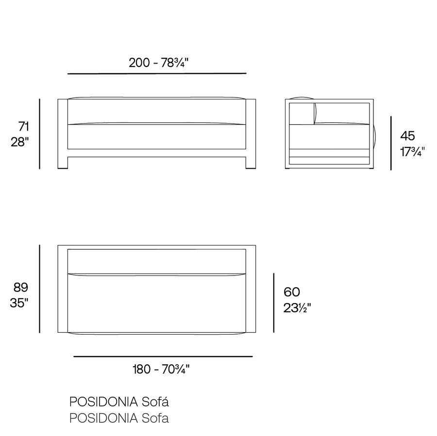 Двухместный диван для сада Vondom Posidonia Sofa 54751