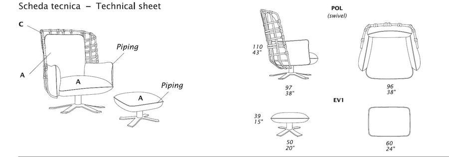 Вращающееся кресло Gamma Cocoon Bergère